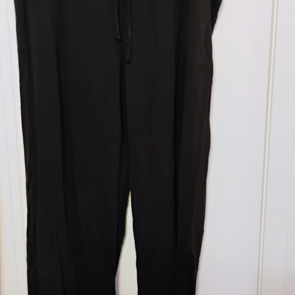 Terra & Sky Black Wide-Leg Drawstring Jumpsuit